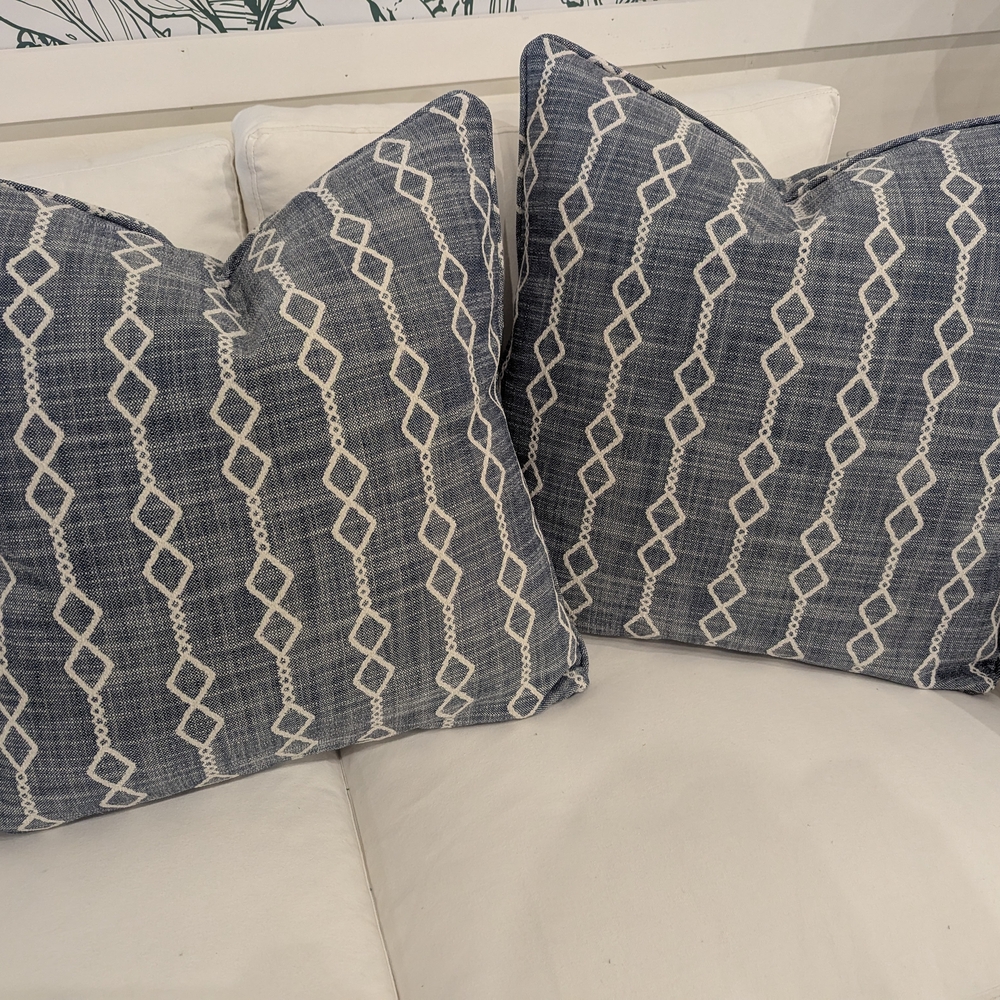 Blue Geometric Accent Pillow Pair - Decorative Throw Pillows